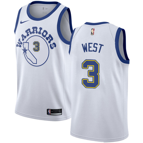 Youth Nike Golden State Warriors #3 David West Authentic White Hardwood Classics NBA Jersey