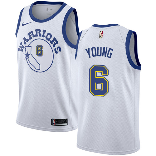 Youth Nike Golden State Warriors #6 Nick Young Authentic White Hardwood Classics NBA Jersey