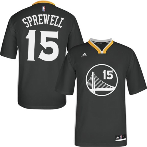 Men's Adidas Golden State Warriors #15 Latrell Sprewell Authentic Black Alternate NBA Jersey