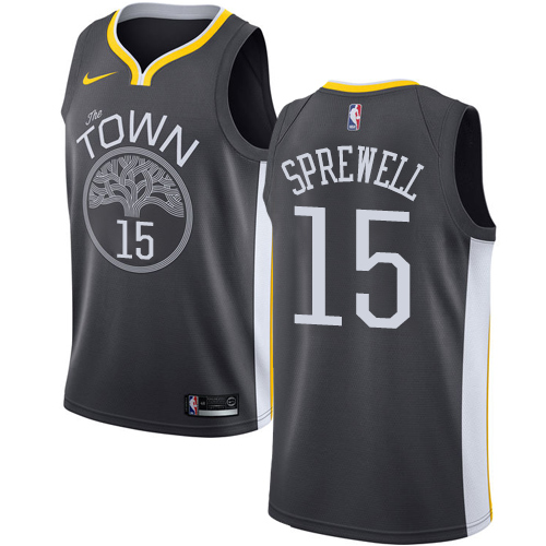 Men's Nike Golden State Warriors #15 Latrell Sprewell Swingman Black Alternate NBA Jersey - Statement Edition