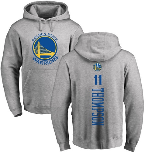 NBA Nike Golden State Warriors #11 Klay Thompson Ash Backer Pullover Hoodie