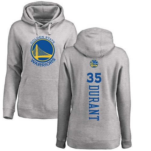 NBA Women's Nike Golden State Warriors #35 Kevin Durant Ash Backer Pullover Hoodie