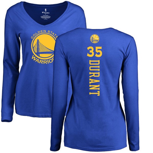 NBA Women's Nike Golden State Warriors #35 Kevin Durant Royal Blue Backer Long Sleeve T-Shirt