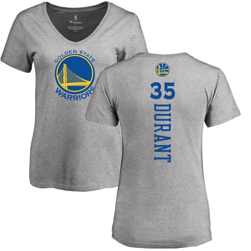 NBA Women's Nike Golden State Warriors #35 Kevin Durant Ash Backer T-Shirt