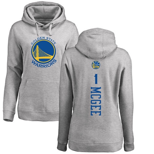 NBA Women's Nike Golden State Warriors #1 JaVale McGee Ash Backer Pullover Hoodie