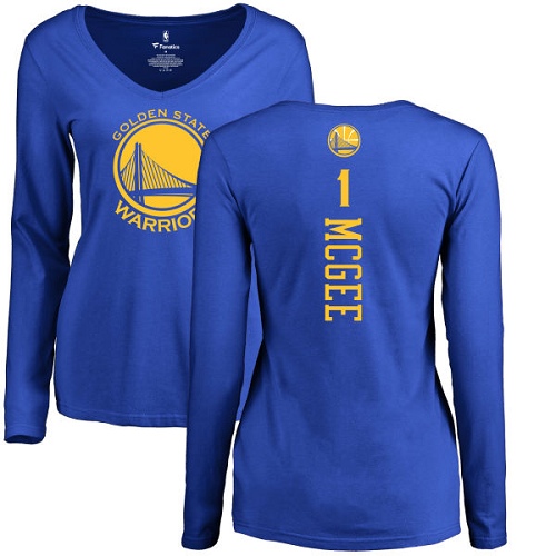 NBA Women's Nike Golden State Warriors #1 JaVale McGee Royal Blue Backer Long Sleeve T-Shirt