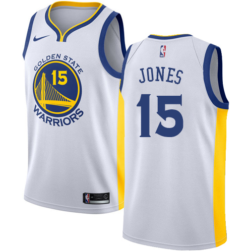 Men's Nike Golden State Warriors #15 Damian Jones Authentic White Home NBA Jersey - Association Edition