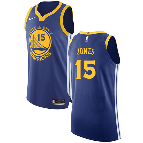 Men's Nike Golden State Warriors #15 Damian Jones Authentic Royal Blue Road NBA Jersey - Icon Edition