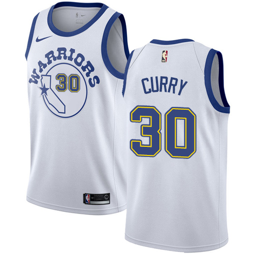 Youth Nike Golden State Warriors #30 Stephen Curry Authentic White Hardwood Classics NBA Jersey