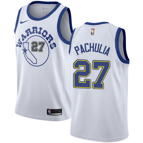 Men's Nike Golden State Warriors #27 Zaza Pachulia Authentic White Hardwood Classics NBA Jersey