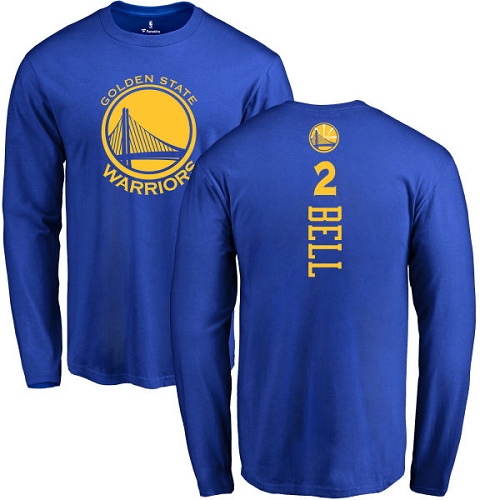 NBA Nike Golden State Warriors #2 Jordan Bell Royal Blue Backer Long Sleeve T-Shirt