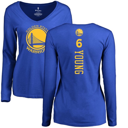 NBA Women's Nike Golden State Warriors #6 Nick Young Royal Blue Backer Long Sleeve T-Shirt