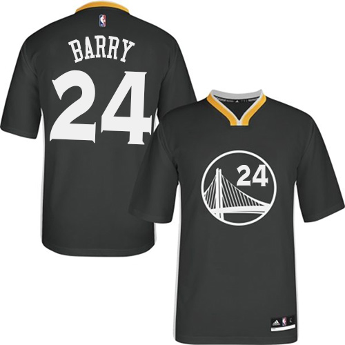 Men's Adidas Golden State Warriors #24 Rick Barry Authentic Black Alternate NBA Jersey