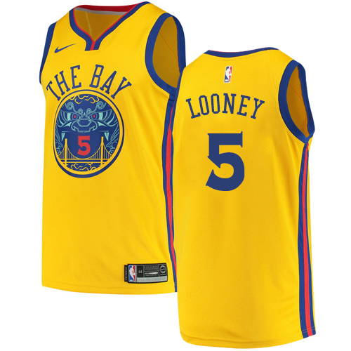 Men's Nike Golden State Warriors #5 Kevon Looney Authentic Gold NBA Jersey - City Edition