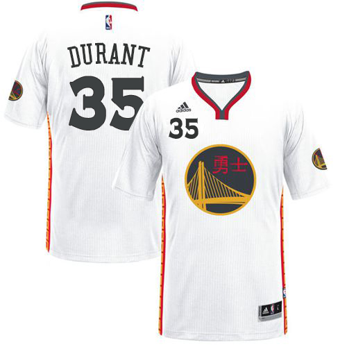 Men's Adidas Golden State Warriors #35 Kevin Durant Authentic White 2017 Chinese New Year NBA Jersey