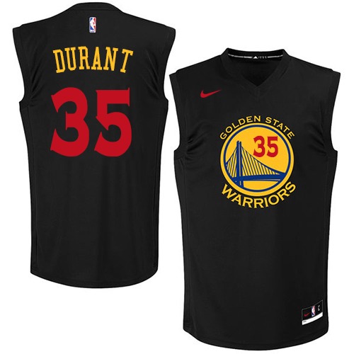 Men's Nike Golden State Warriors #35 Kevin Durant Authentic Black New Fashion NBA Jersey