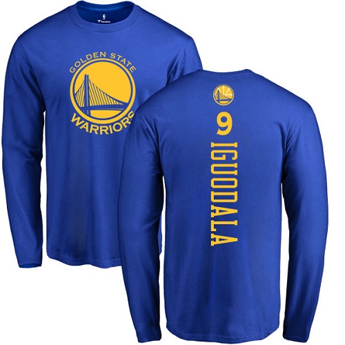 NBA Nike Golden State Warriors #9 Andre Iguodala Royal Blue Backer Long Sleeve T-Shirt