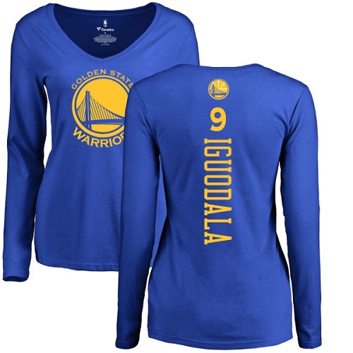 NBA Women's Nike Golden State Warriors #9 Andre Iguodala Royal Blue Backer Long Sleeve T-Shirt