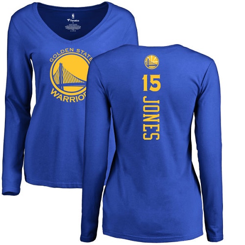NBA Women's Nike Golden State Warriors #15 Damian Jones Royal Blue Backer Long Sleeve T-Shirt