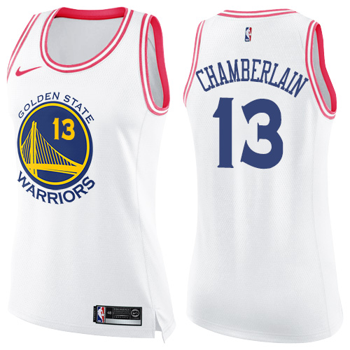 Women's Nike Golden State Warriors #13 Wilt Chamberlain Swingman White/Pink Fashion NBA Jersey