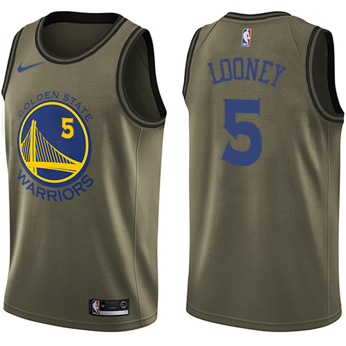 Men's Nike Golden State Warriors #5 Kevon Looney Swingman Green Salute to Service NBA Jersey