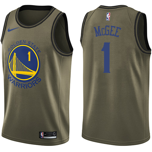 Youth Nike Golden State Warriors #1 JaVale McGee Swingman Green Salute to Service NBA Jersey