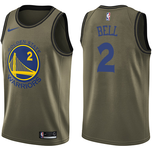 Men's Nike Golden State Warriors #2 Jordan Bell Swingman Green Salute to Service NBA Jersey