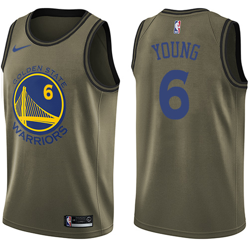 Men's Nike Golden State Warriors #6 Nick Young Swingman Green Salute to Service NBA Jersey
