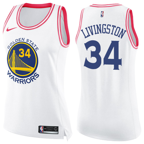 Women's Nike Golden State Warriors #34 Shaun Livingston Swingman White/Pink Fashion NBA Jersey