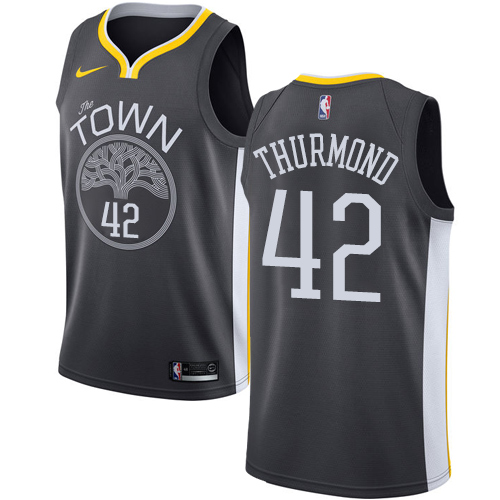Men's Nike Golden State Warriors #42 Nate Thurmond Swingman Black Alternate NBA Jersey - Statement Edition