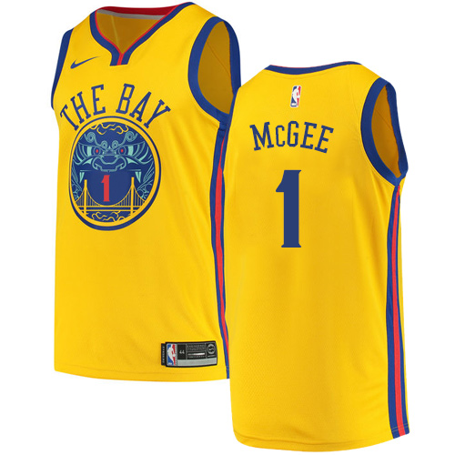 Men's Nike Golden State Warriors #1 JaVale McGee Authentic Gold NBA Jersey - City Edition