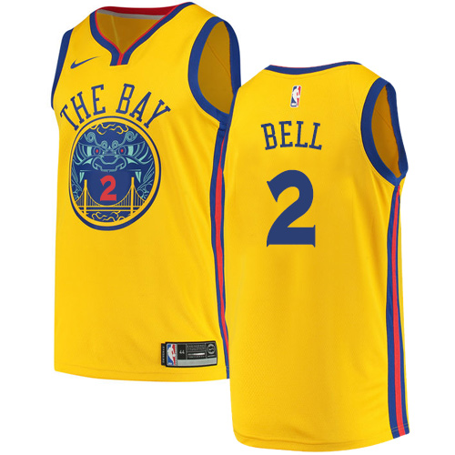 Men's Nike Golden State Warriors #2 Jordan Bell Authentic Gold NBA Jersey - City Edition