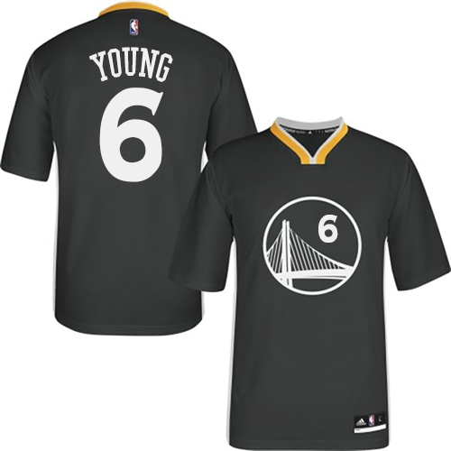 Men's Adidas Golden State Warriors #6 Nick Young Authentic Black Alternate NBA Jersey