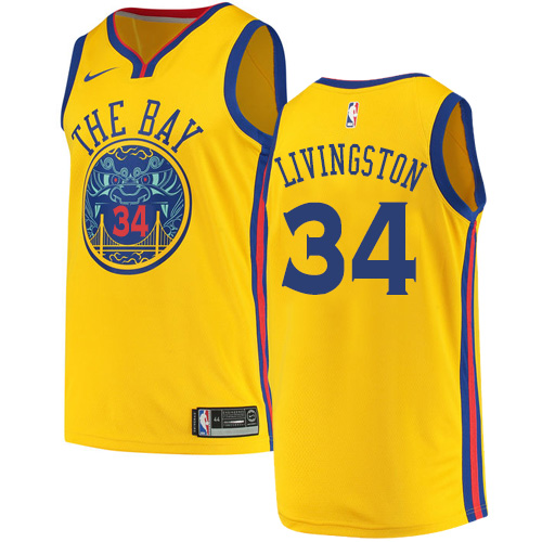 Men's Nike Golden State Warriors #34 Shaun Livingston Authentic Gold NBA Jersey - City Edition