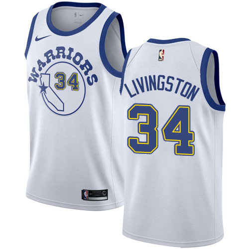 Men's Nike Golden State Warriors #34 Shaun Livingston Authentic White Hardwood Classics NBA Jersey