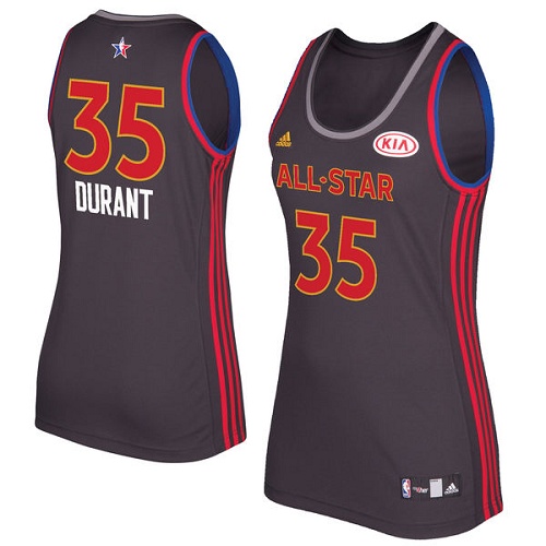 Women's Adidas Golden State Warriors #35 Kevin Durant Authentic Charcoal 2017 All Star NBA Jersey