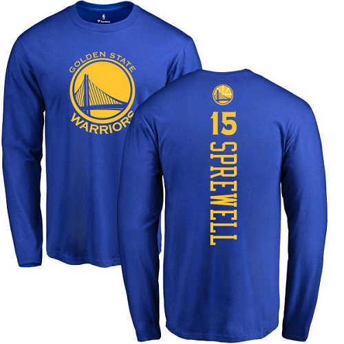 NBA Nike Golden State Warriors #15 Latrell Sprewell Royal Blue Backer Long Sleeve T-Shirt