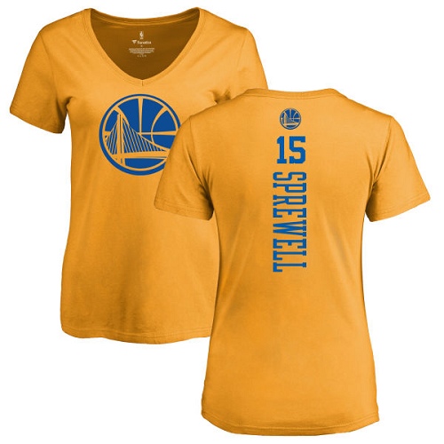 NBA Women's Nike Golden State Warriors #15 Latrell Sprewell Gold One Color Backer Slim-Fit V-Neck T-Shirt