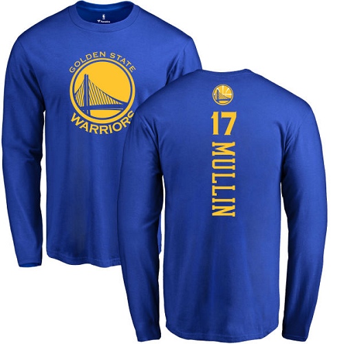 NBA Nike Golden State Warriors #17 Chris Mullin Royal Blue Backer Long Sleeve T-Shirt
