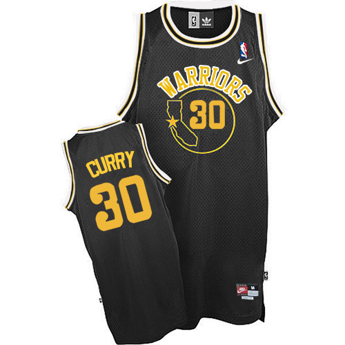 Men's Nike Golden State Warriors #30 Stephen Curry Swingman Black Throwback NBA Jersey