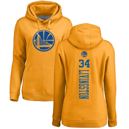 NBA Women's Nike Golden State Warriors #34 Shaun Livingston Gold One Color Backer Pullover Hoodie