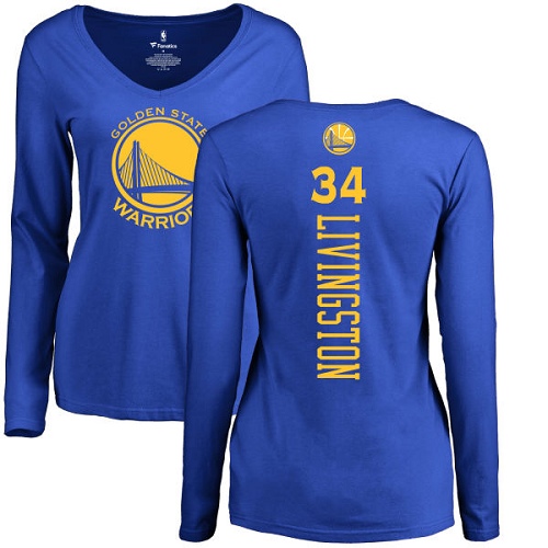 NBA Women's Nike Golden State Warriors #34 Shaun Livingston Royal Blue Backer Long Sleeve T-Shirt