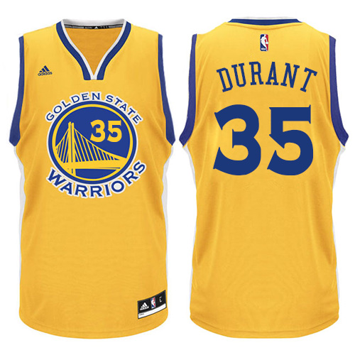 Men's Adidas Golden State Warriors #35 Kevin Durant Authentic Gold NBA Jersey