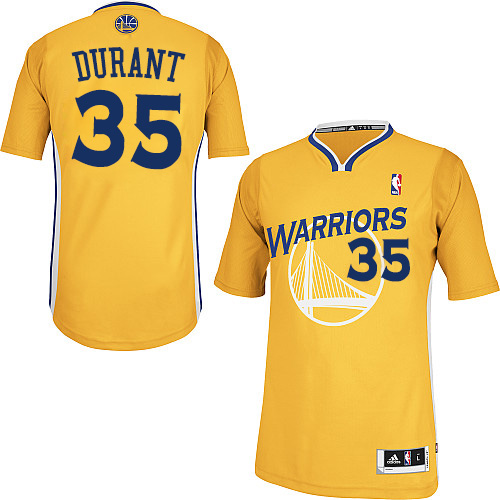 Youth Adidas Golden State Warriors #35 Kevin Durant Authentic Gold Alternate NBA Jersey