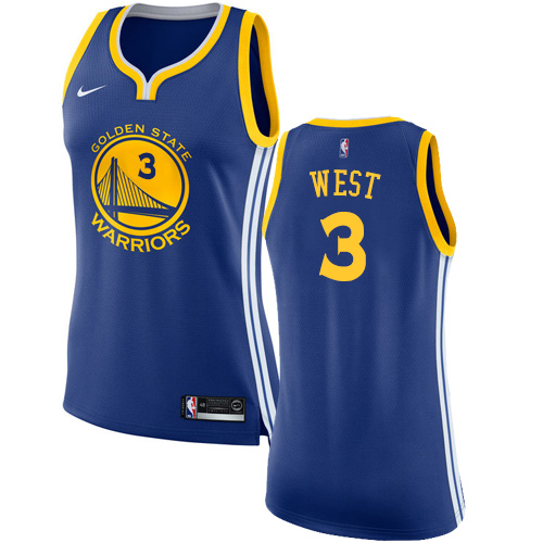 Women's Nike Golden State Warriors #3 David West Authentic Royal Blue Road NBA Jersey - Icon Edition
