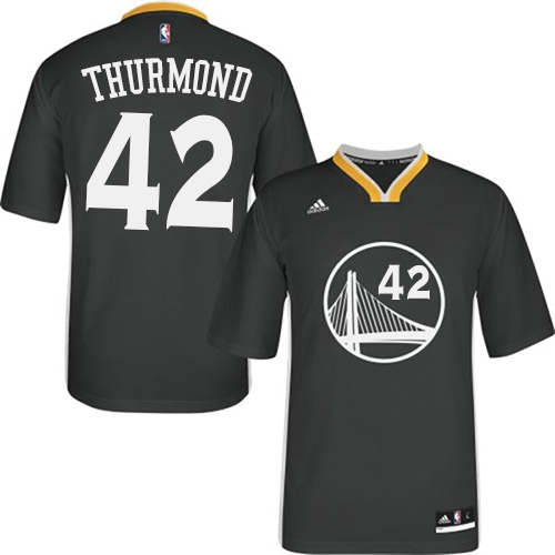 Women's Adidas Golden State Warriors #42 Nate Thurmond Authentic Black Alternate NBA Jersey