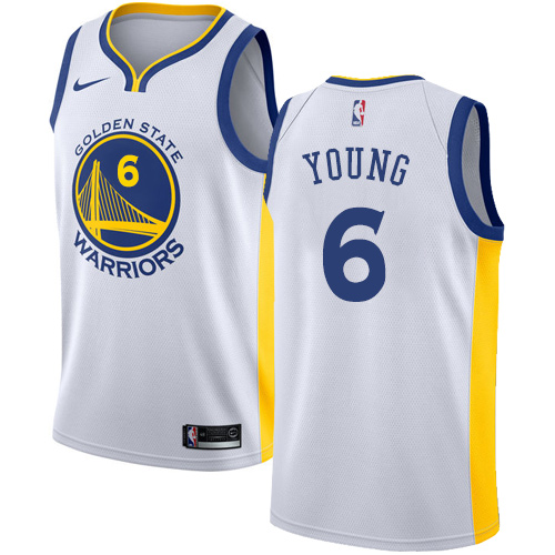 Youth Nike Golden State Warriors #6 Nick Young Authentic White Home NBA Jersey - Association Edition