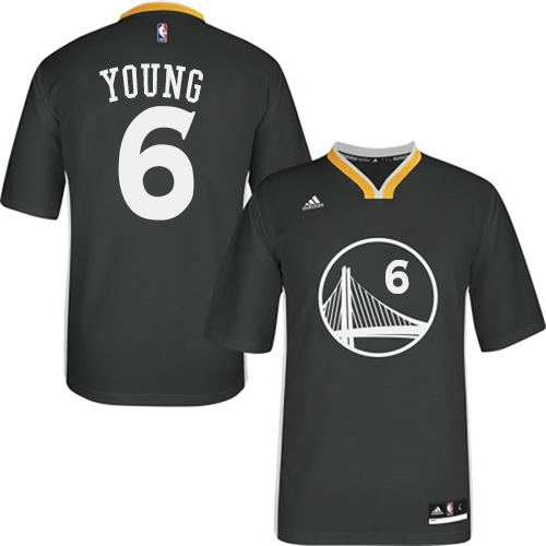 Youth Adidas Golden State Warriors #6 Nick Young Authentic Black Alternate NBA Jersey