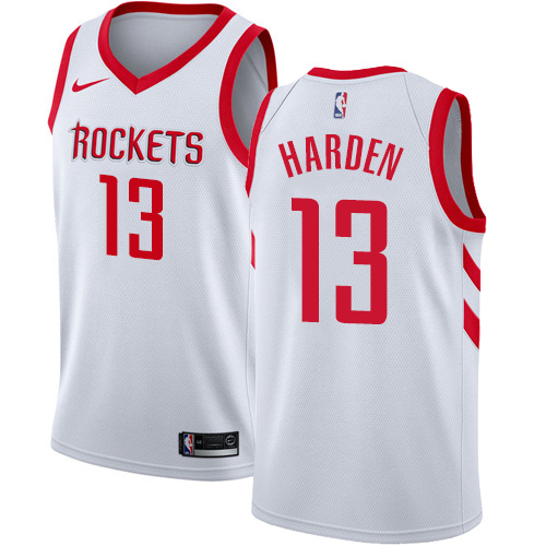 Men's Nike Houston Rockets #13 James Harden Authentic White Home NBA Jersey - Association Edition