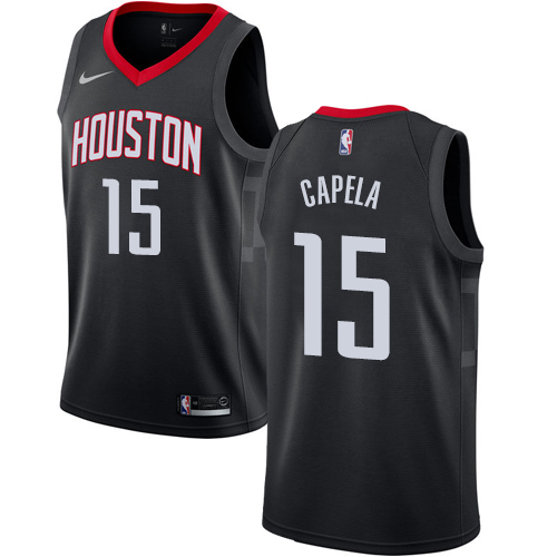 Men's Nike Houston Rockets #15 Clint Capela Authentic Black Alternate NBA Jersey Statement Edition